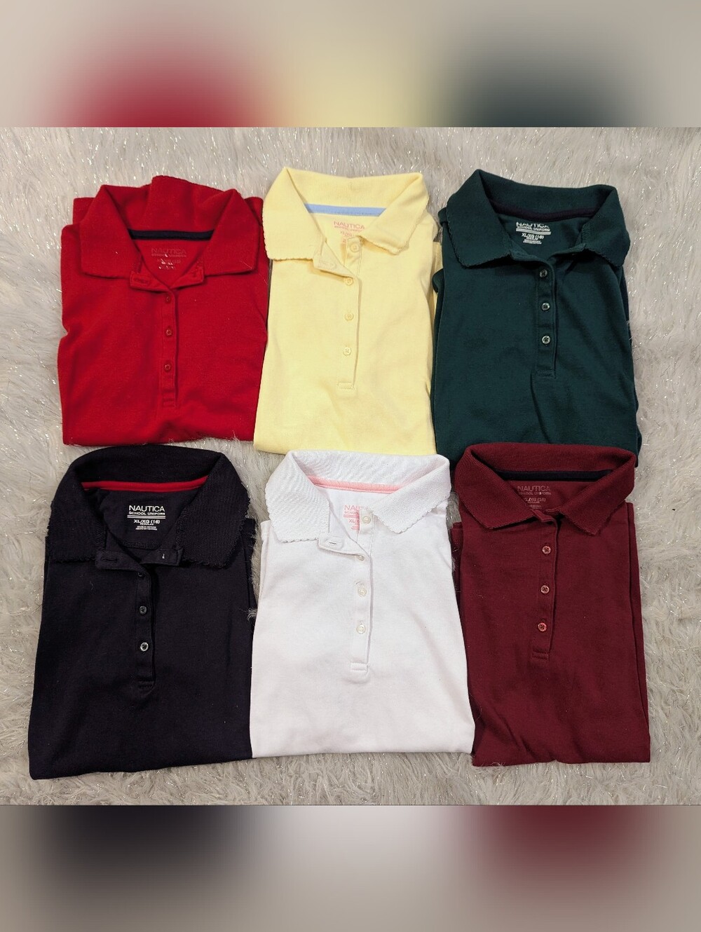 Nautica Kids Polo Pack - Red, Yellow, Green, Blue, White, Maroon Size XL